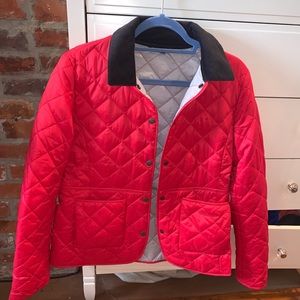 Barbour Deveron Quilted Jacket - Red, Size 10